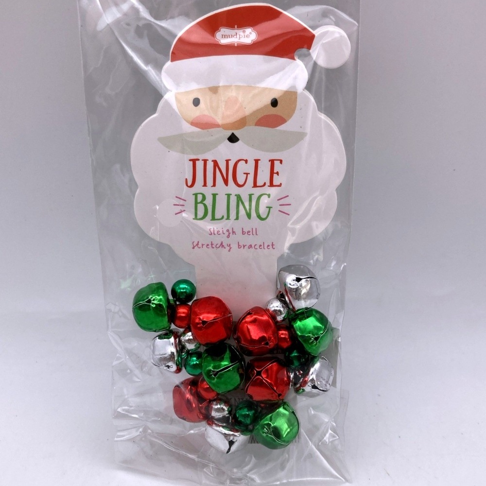 Mudpie Jingle Bling Bracelet New Red Green Bells Stretchy Christmas 3 Designs